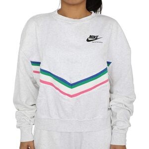 Nike Women's White Sweatshirt with Multicolor Stripes